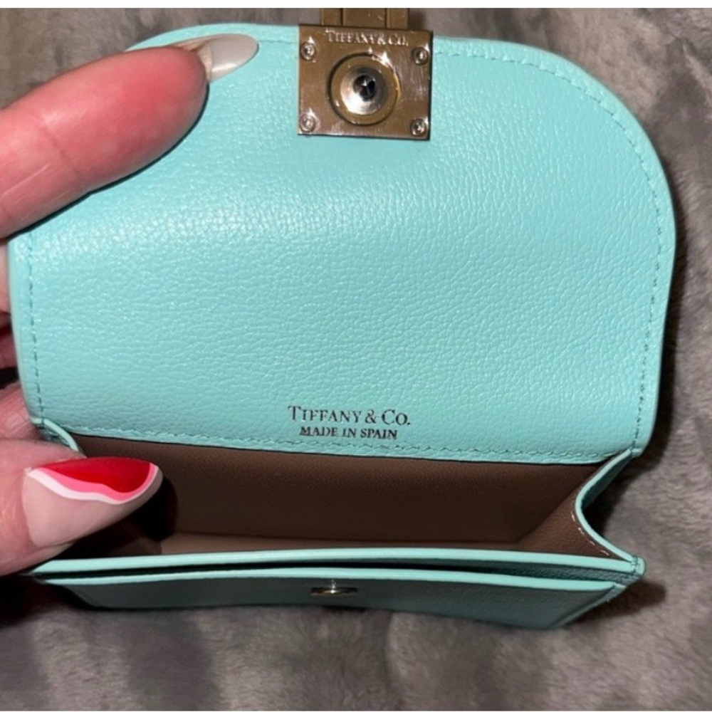 Tiffany & Co. Robin's Egg Blue Leather Card Case with Silver Hardware - Picture 4 of 4